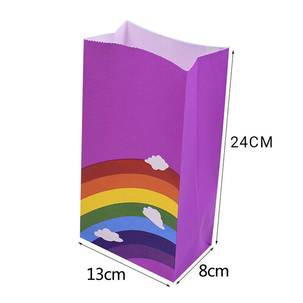 80PCS Kraft Paper Party Bag Seal Birthday Favor Kids Rainbow Candy paper bags