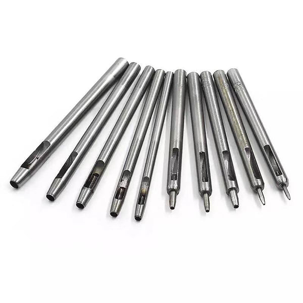 10X 0.5- 5mm Leather Belt Eyelet Hollow Hole Steel Punch Set Puncher Craft Tools
