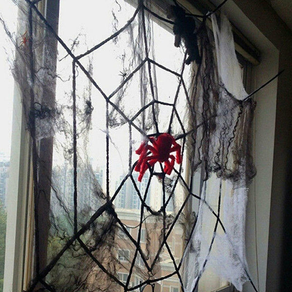 2.5M Black Huge Spider Web Net Halloween Party Spider Haunted Home Bar Tricks AU - Lets Party