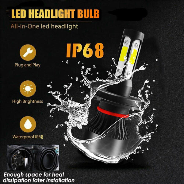 H4 9003 2000W 300000LM 4 SIDE LED Headlight kit Lamp Bulbs Globes High Low Beam