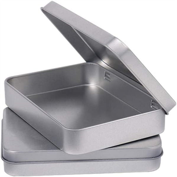 12PCS Container Blank Portable Small Storage Container Case Metal Hinged Tin Box