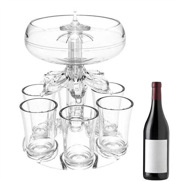 6 Shot Liquor Dispenser w/Shot Glasses Set for Home Gathering Bar Party Supply