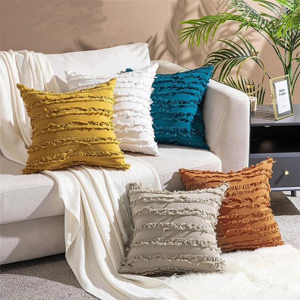 Boho Tassels Fringe Cushion Cover Striped Decorative Lounge Cushion Cover 45x45