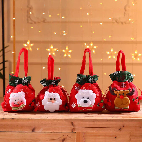 Christmas Candy Treat Bags Gift Wrapping Bag Xmas Party Drawstring Decor Bags AU
