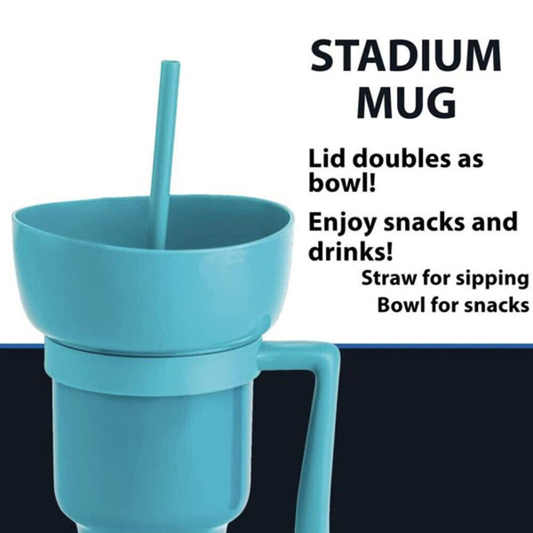 2-in-1 Stadium Tumbler Popcorn Cup Snack Cup Multifunctional Cup Bowl 1000ml AU