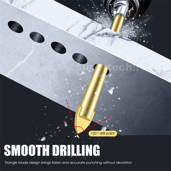 10Pcs Titanium Glass Boor Tungsten Carbide Spear Hoofd Boren 6mm Glass marmer AU