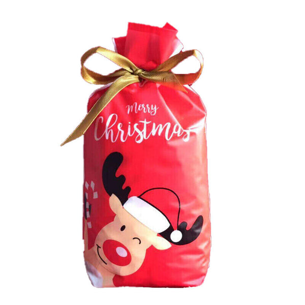 10PCS Plastic Candy Bags Christmas Elk Candy Sweet Treat Bags Biscuit 15*23.5CM