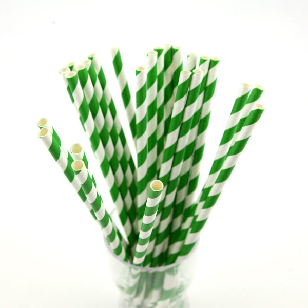 100x Colourful Paper Drinking Straws Straw FOIL Metallic Striped Party Wedding
