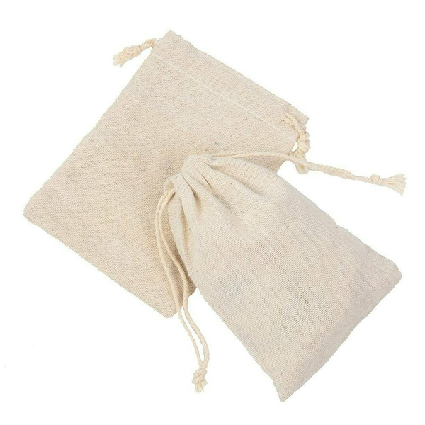100PCS 7 Sizes Drawstring Storage Bags Calico Bags Linen Tote Gift Bag Bulk AUS