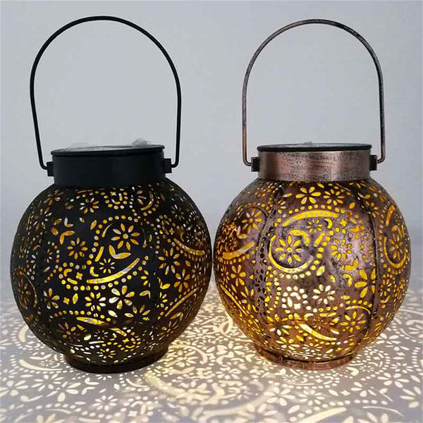 2PCS Solar Powered LED Morrocan Lantern Hanging Outdoor Garden Lamp Light Adorn