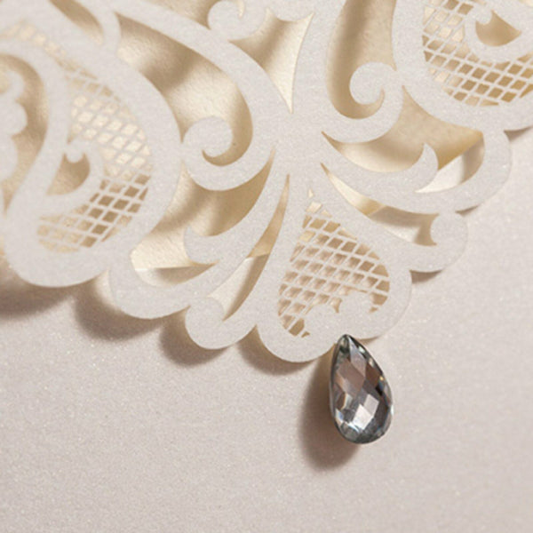 UP TO 100X Laser Cut Wedding Invitations Pocket Card Insert Envelope Pearl White
