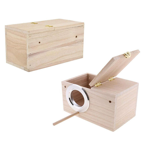 Birds Nest Breeding Box Parakeet Budgie Cockatiel Cage Nesting Window Wooden