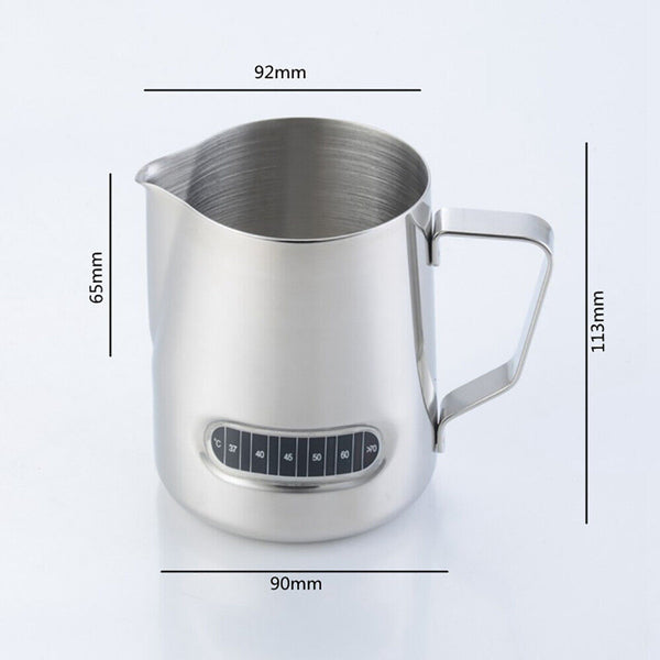 600ml Pitcher Jug Espresso Frothing Thermometer Milk Coffee Stainless Steel