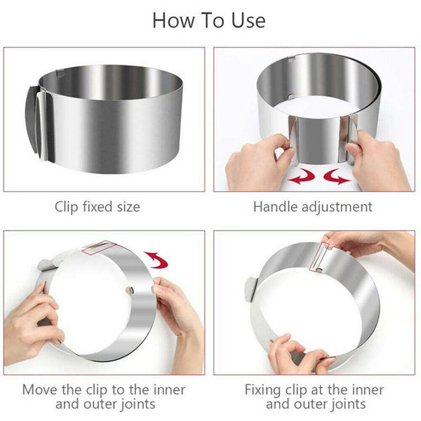 2PCS Adjustable Mousse Round Cake Mold Stainless Steel Baking Mould Baking Tool