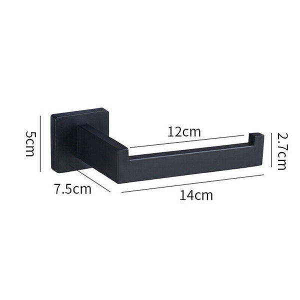 Matt Black Toilet Paper Roll Holder Hand Rack Hook Stainless Steel WALL MOUNTED