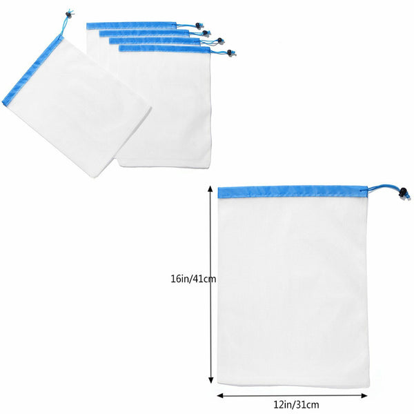 15x Reusable Produce Bags Black Rope Mesh Vegetable Fruit Toys Storage Pouch NEW