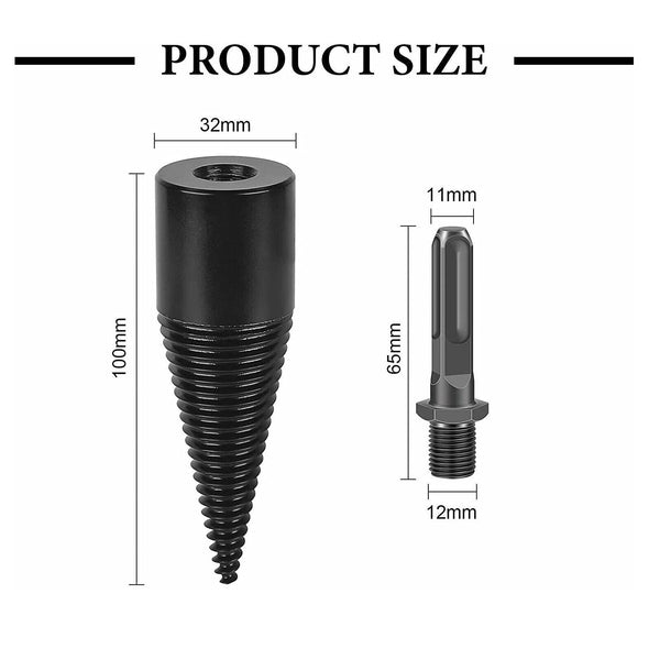 High Speed Twist Firewood Drill Bit Wood Splitter Screw Splitting Cone Driver AU