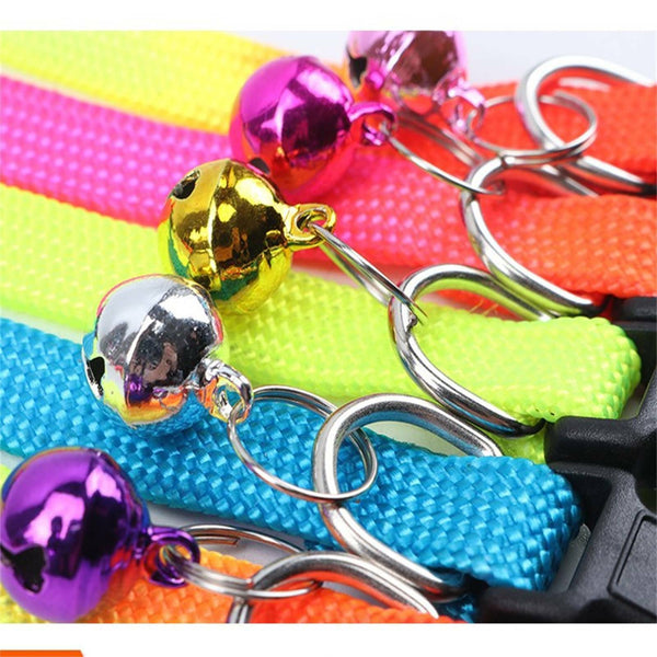 5PCS Dog Kitten Puppy Collar Adjustable Harness Pet Cat Neck Strap with Bell AU