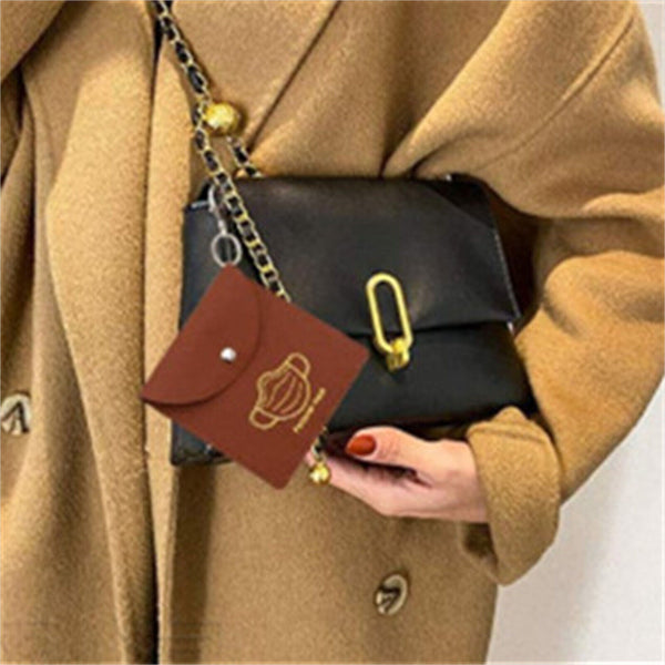 Face Mask PU Leather Storage with Keychain Holder Travel Organizer Compact AUS