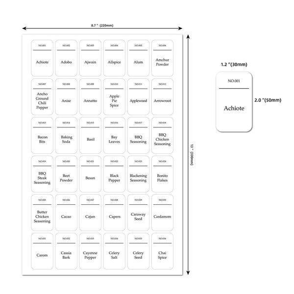 216/432Pcs DIY Spice Storage Jar Labels Stickers Decals Pantry Kitchen Labels AU