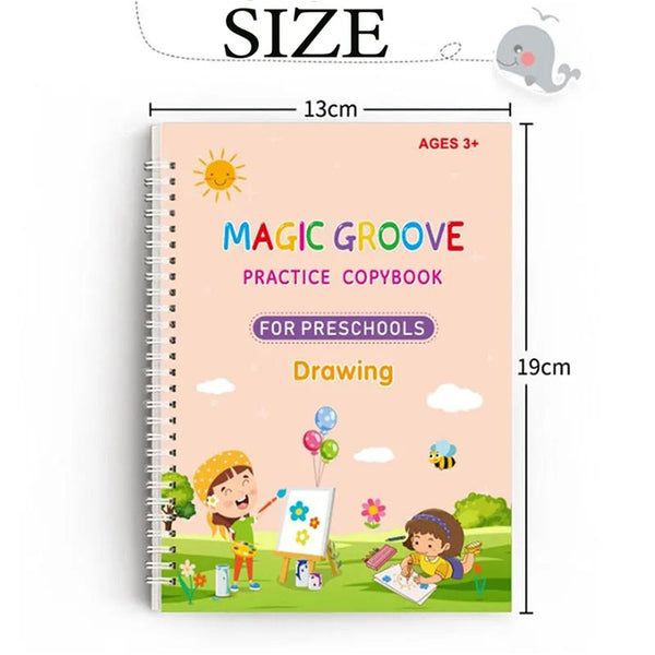 4X Groovd Magic Copybooks Grooved Children's Handwriting Book Practice Set Gift