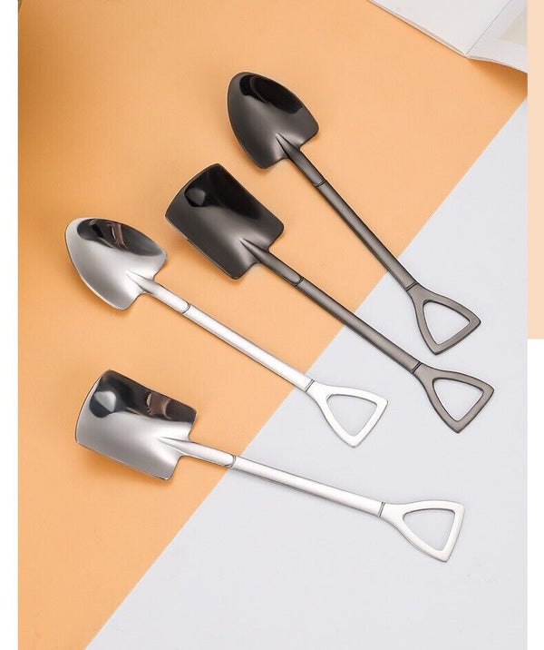 2PCS Stainless Steel Shovel Spoons Set With Box Cake Fruit Dessert XMAS Gifts