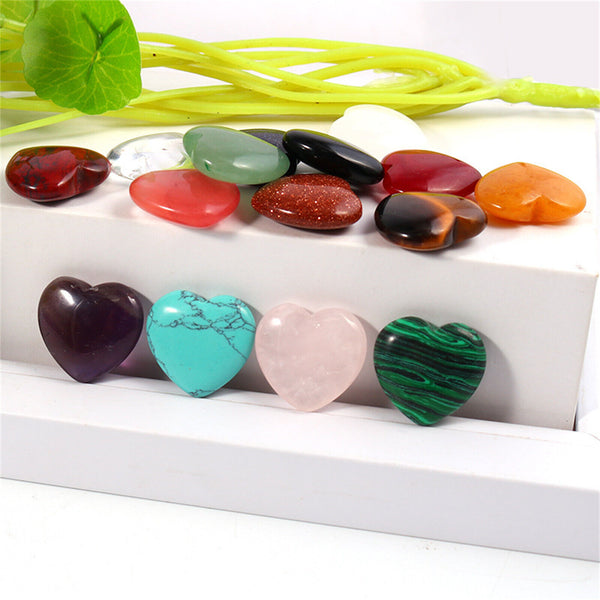 10x Natural Quartz Heart Shaped Crystal Carved Love Stone Healing Gemstone 20mm