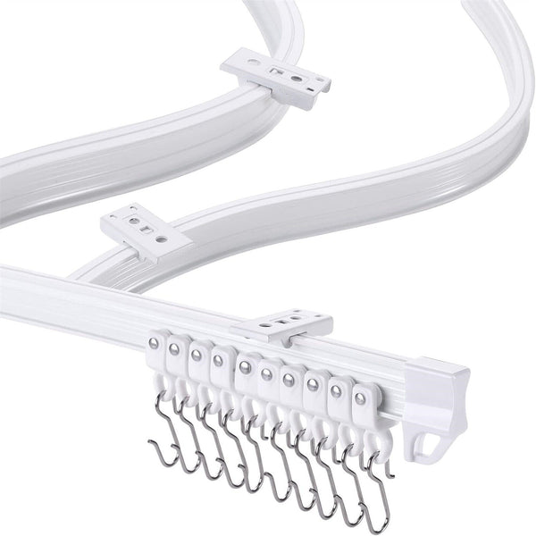 5M Curtain Rail Track Bay Window Bendable Mount Bracket Runners Straight U Shape