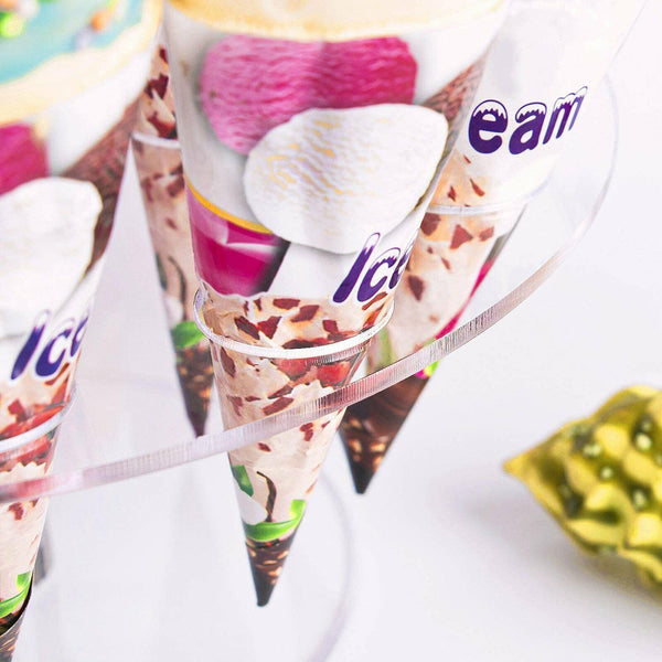 16-Hole Round Acrylic Ice Cream Cone Dessert Holder Display Stand Banquet Shelf
