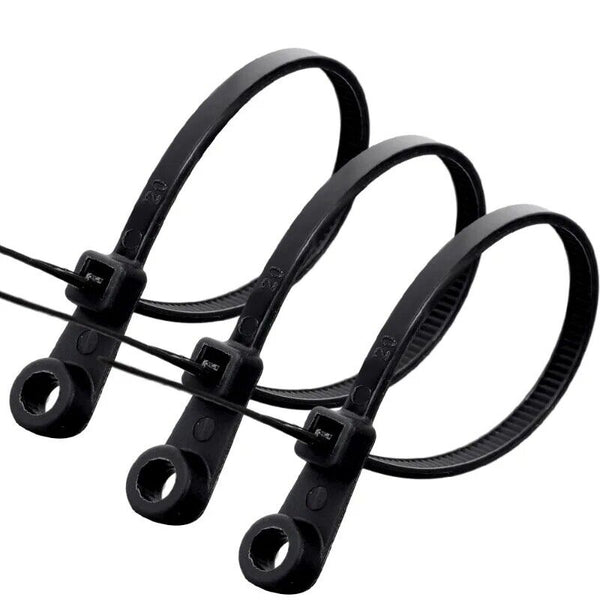 100PCS Nylon Cable Wire Zip Ties Mounting Hole Nail Screw Self locking Strap 5mm