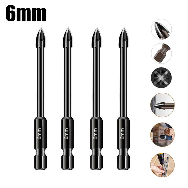 100X 6mmMarble Ceramic Glass Brick Tile Porcelain Drill Bit Hex Shank Spear Head