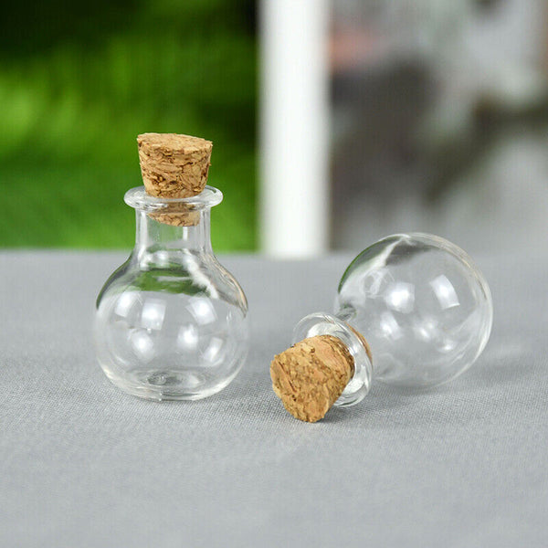 DIY Assorted Mini Empty Glass Bottle Vials Cork Charm Wish Bottles AU