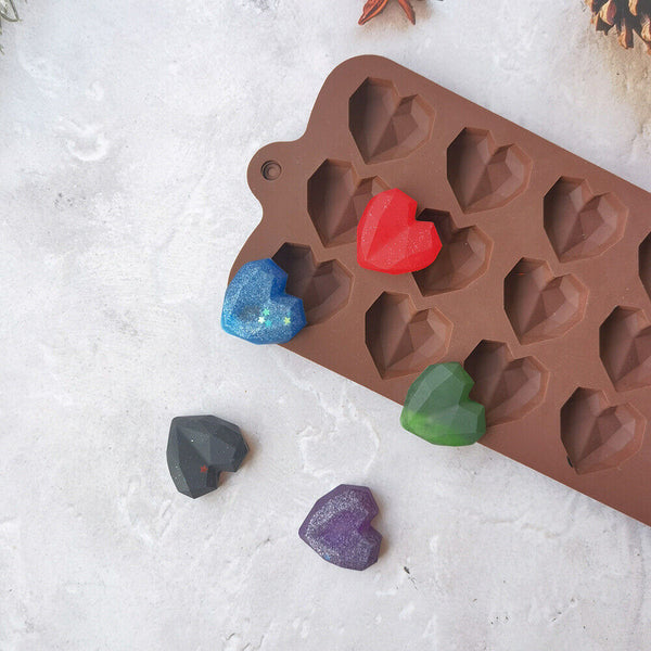 15 Holes Heart Silicone Mould Cake Candy Cookie Chocolate Baking Cake Mold AU