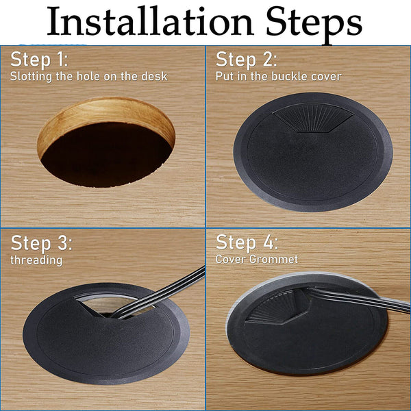 12pcs Computer Desk Table Grommet Cable Tidy Surface Port Wire Hole Cover 50mm