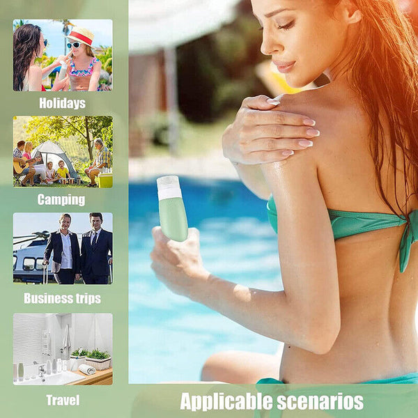 4PCS Silicone Empty Bottle Travel Shampoo Lotion Cosmetic Container Dispenser AU