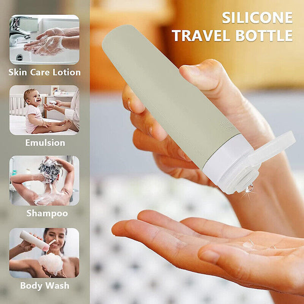 4PCS Silicone Empty Bottle Travel Shampoo Lotion Cosmetic Container Dispenser AU