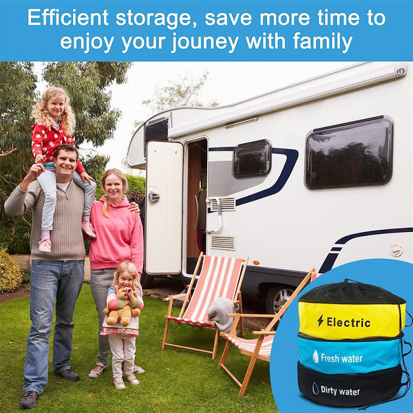 3xHose Storage Bag Caravan Camping RV Cable Cords Organizer Water Hose Accessory