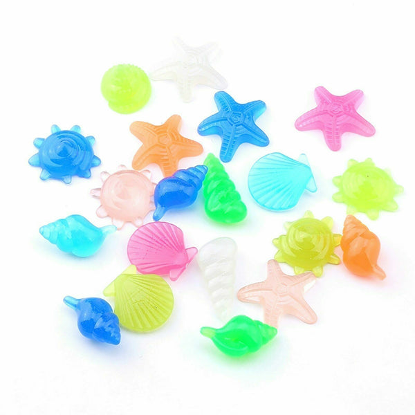 50Pcs Shell Pebbles Stone Glow in the Dark Rock Fish Tank Stones Garden Road AU