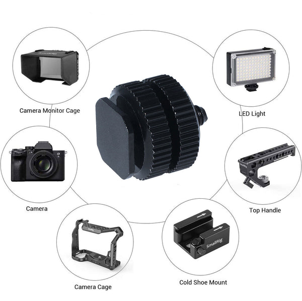 SmallRig DSLR Camera Cold Shoe Adapter - 2PCS Shoe Mount Adapter with 1/4 Screws