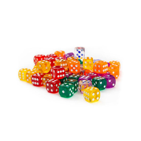 6 Sided Games Dice Transparent Coloured Game Play Toy Bulk Board Game