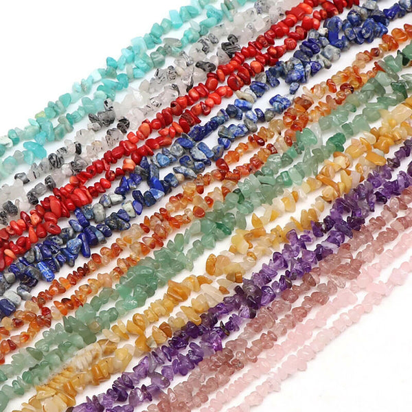 Natural Gemstone Tumbled Crystal Chip Bracelet Chakra Wicca Jewelry Rose Quartz