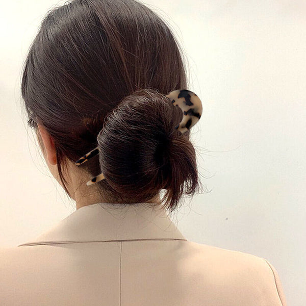 2PCS U-Shape Hair Clips Stick Tortoise Shell Hairstyle Hair Pin Hair Accessories