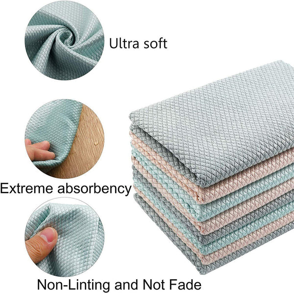 5/10X Fish Scale+Microfiber+Glass Cleaning Cloth Set Polish Towel Wipes Bulk AU