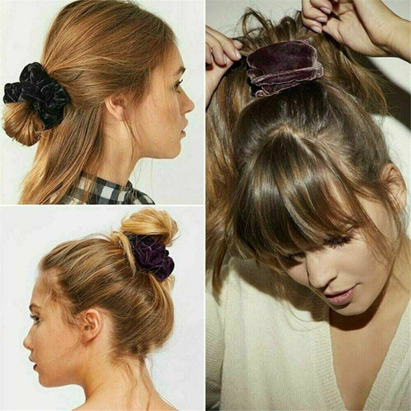 UP 24X Hair Scrunchies Flannel Velvet Hair Ties Hair Band Women Ponytail Holder
