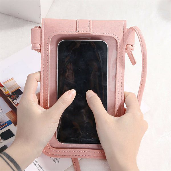 New Touch Screen Cell Phone Bag Crossbody Clear Window Mobile Phone Bag Purse AU