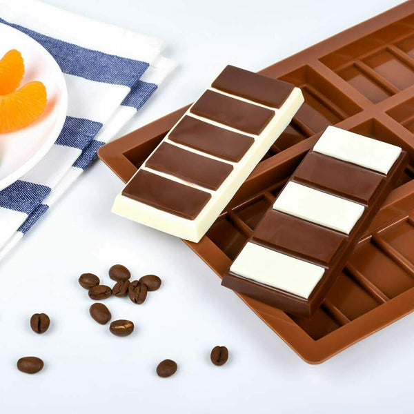 2PCS Chocolate Mould Bar Break Apart Choc Block Ice Tray Silicone Cake Bake Mold