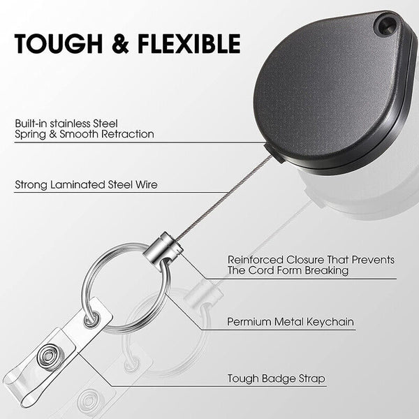 Heart Retractable Key Chain Heavy Duty ID Card Clip Lanyard Extendable Keychain - Lets Party