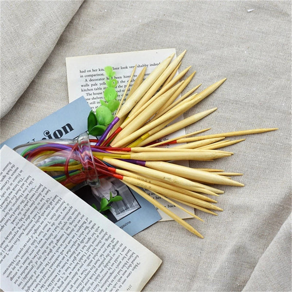 18PCS/Set 120CM Tube Carbonized Circular Bamboo Knitting Needles Yarn Tools AU