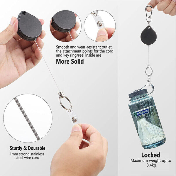 Heart Retractable Key Chain Heavy Duty ID Card Clip Lanyard Extendable Keychain - Lets Party
