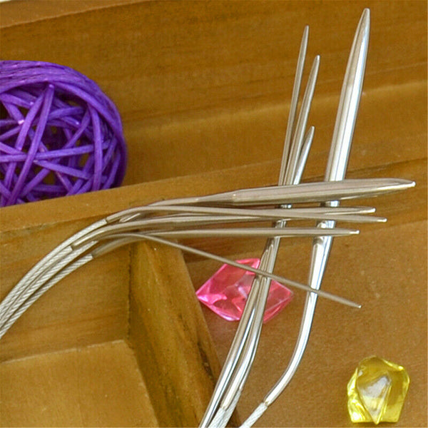 11pcs 80cm Circular Knitting Needles Set Stainless Size 1.5mm to 5mm AUS STOCK - Lets Party